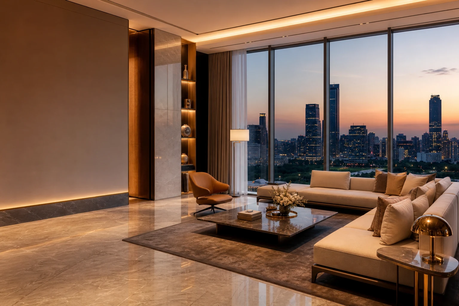 Premium apartment interior with city views