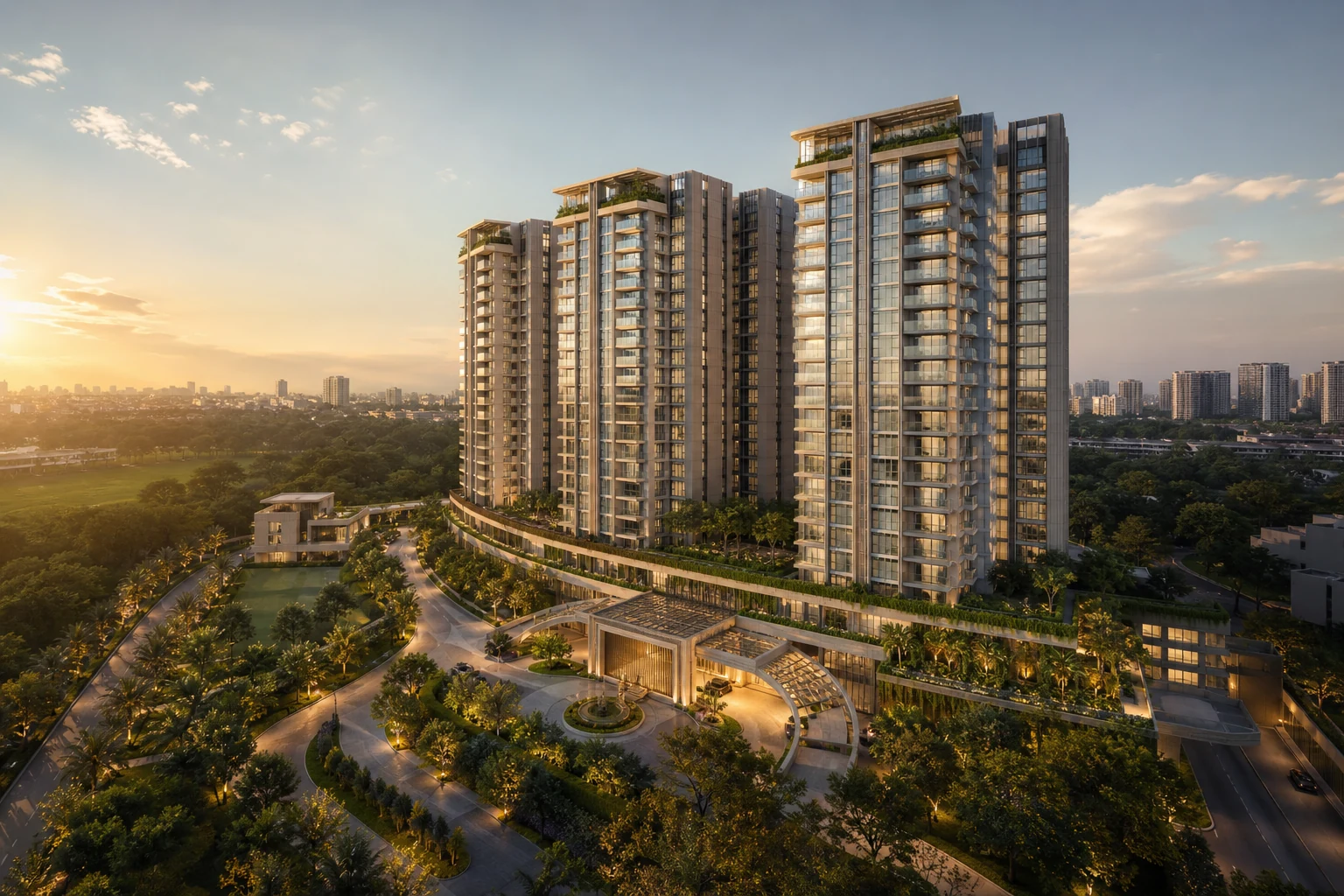 Premium residential complex aerial view